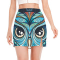 Colorful Tribal Owl Print Side Slit Mini Skirt