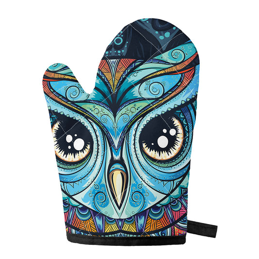 Colorful Tribal Owl Print Single Oven Mitt