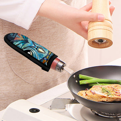 Colorful Tribal Owl Print Skillet Handle Cover