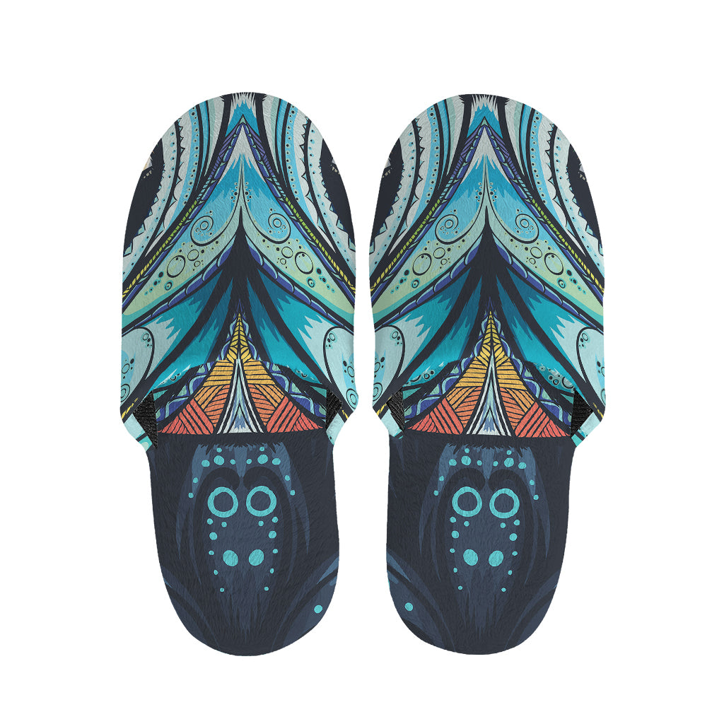 Colorful Tribal Owl Print Slippers