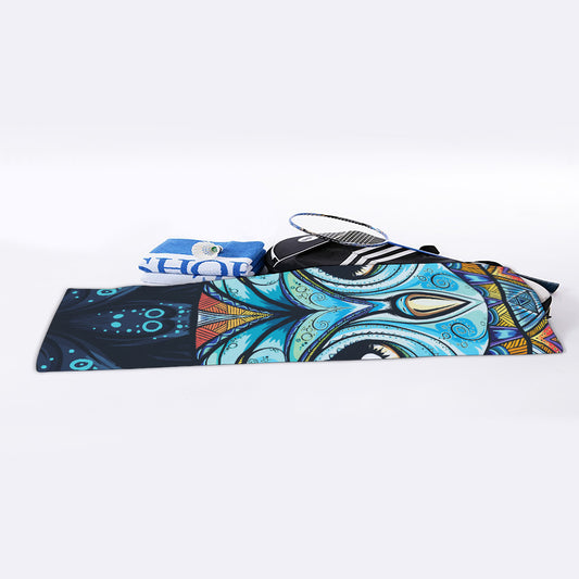 Colorful Tribal Owl Print Sports Towel