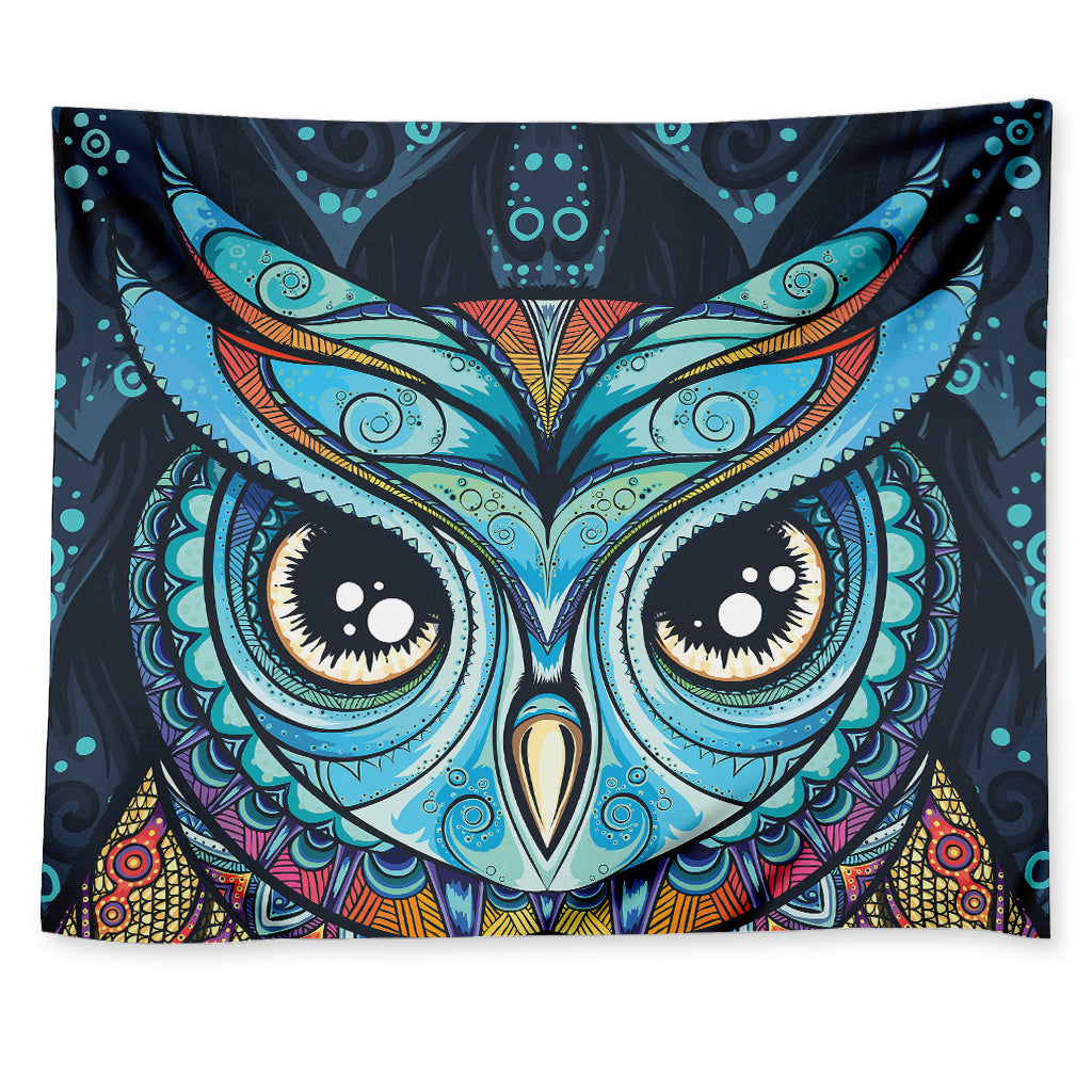 Colorful Tribal Owl Print Tapestry