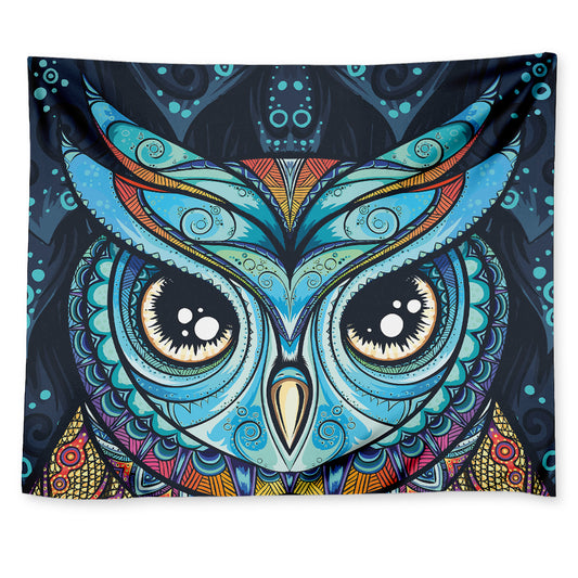 Colorful Tribal Owl Print Tapestry