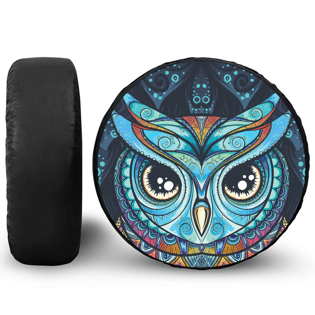 Colorful Tribal Owl Print Tire Cover