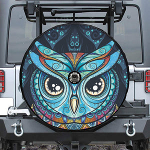 Colorful Tribal Owl Print Tire Cover With Camera Hole