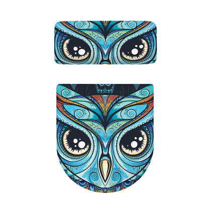 Colorful Tribal Owl Print Toilet Lid And Tank Cover Set
