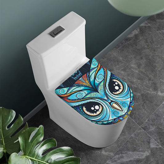 Colorful Tribal Owl Print Toilet Lid Cover