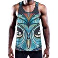Colorful Tribal Owl Print Men's Workout Tank Top