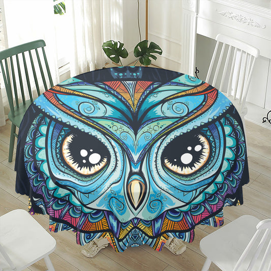 Colorful Tribal Owl Print Waterproof Round Tablecloth