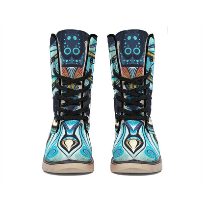 Colorful Tribal Owl Print Winter Boots
