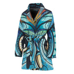 Colorful Tribal Owl Print Women's Bathrobe