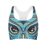 Colorful Tribal Owl Print Women's Sports Bra