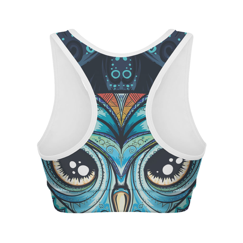 Colorful Tribal Owl Print Women's Sports Bra