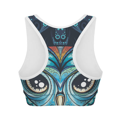 Colorful Tribal Owl Print Women's Sports Bra
