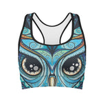Colorful Tribal Owl Print Women's Sports Bra
