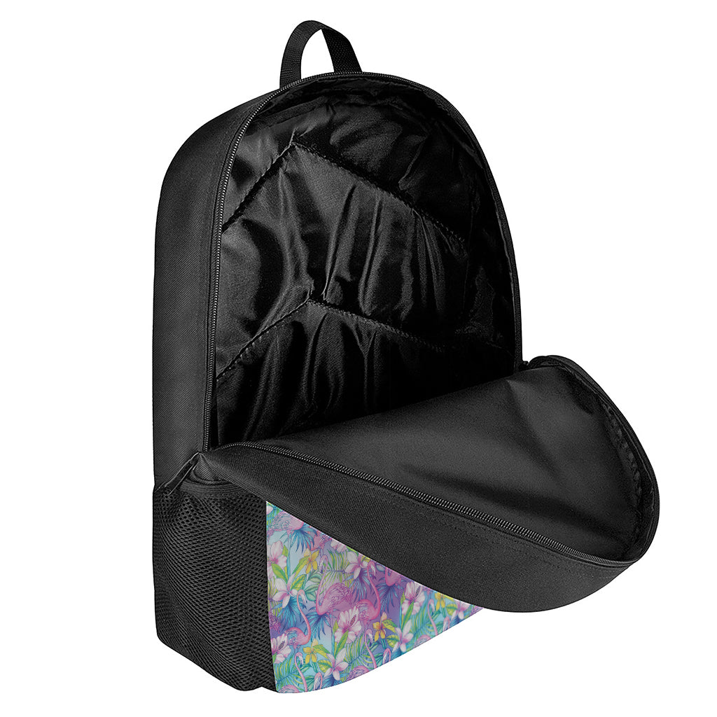 Colorful Tropical Flamingo Print 17 Inch Backpack