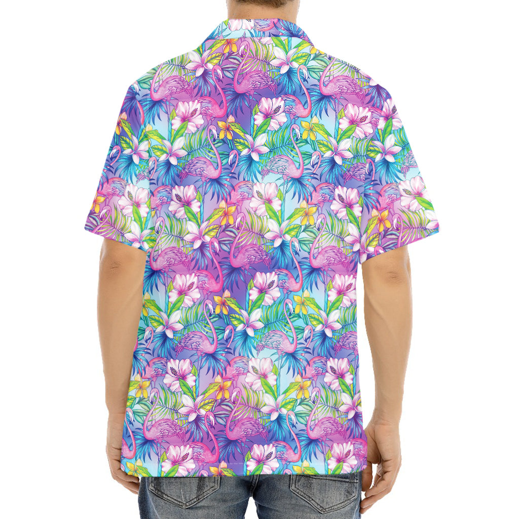 Colorful Tropical Flamingo Print Aloha Shirt