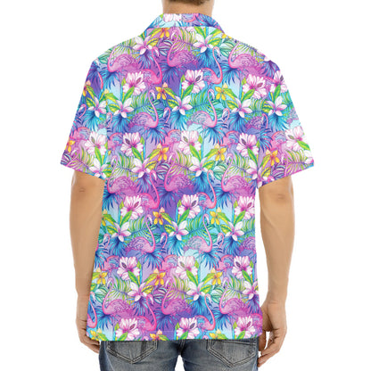 Colorful Tropical Flamingo Print Aloha Shirt