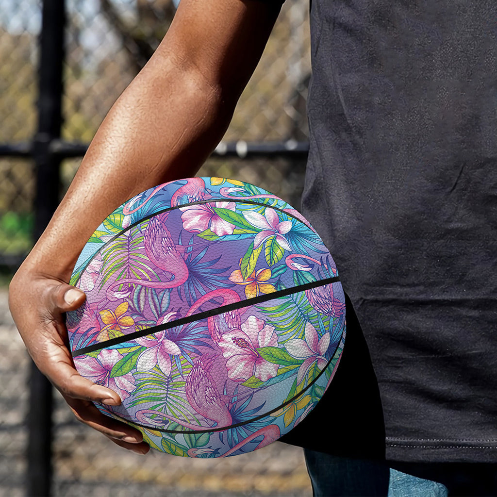 Colorful Tropical Flamingo Print Basketball