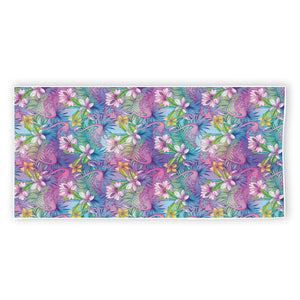 Colorful Tropical Flamingo Print Beach Towel