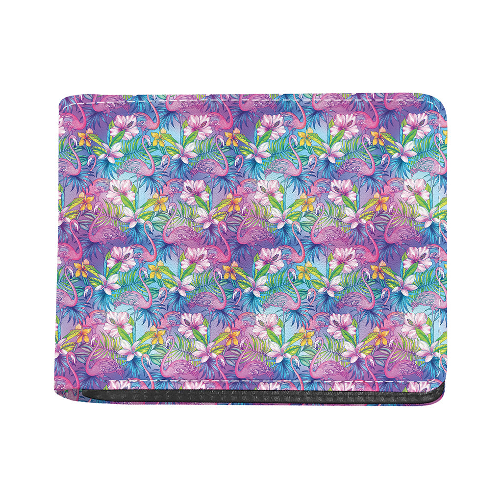 Colorful Tropical Flamingo Print Bifold Wallet