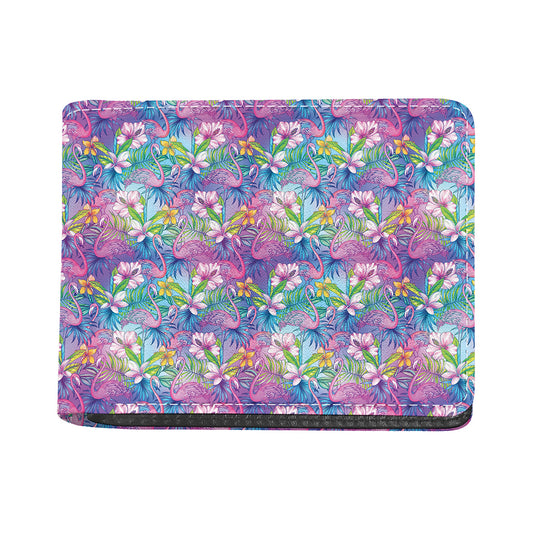 Colorful Tropical Flamingo Print Bifold Wallet