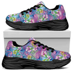 Colorful Tropical Flamingo Print Black Chunky Shoes