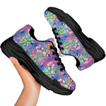 Colorful Tropical Flamingo Print Black Chunky Shoes