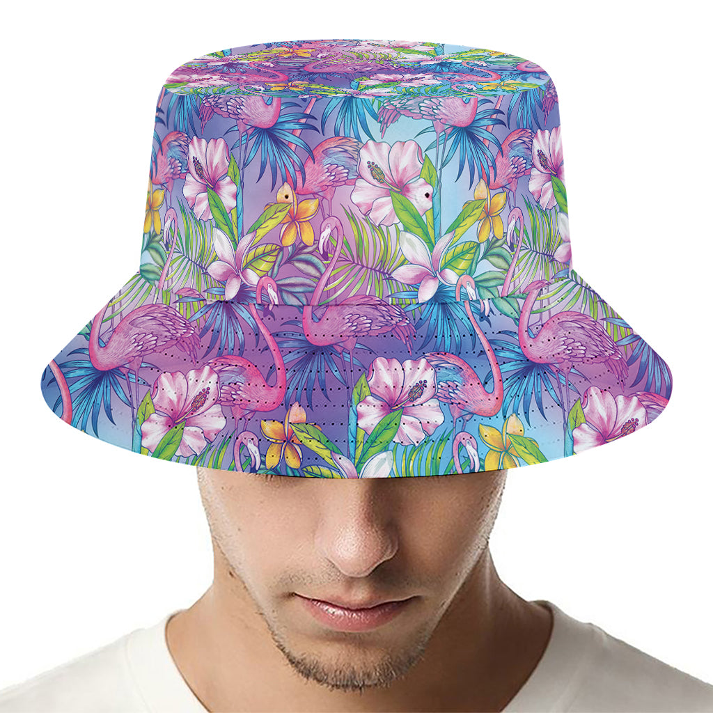 Colorful Tropical Flamingo Print Bucket Hat