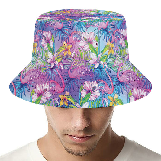 Colorful Tropical Flamingo Print Bucket Hat