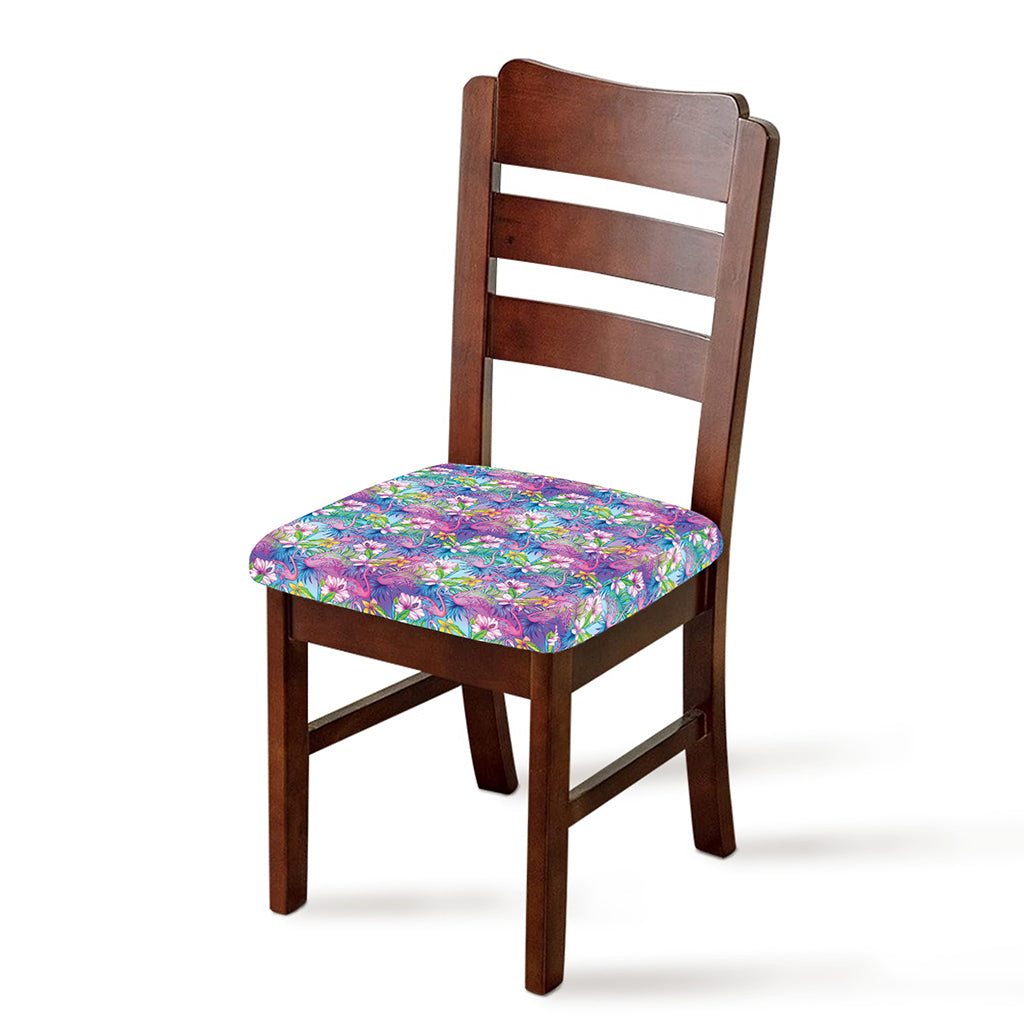 Colorful Tropical Flamingo Print Chair Cushion Cover