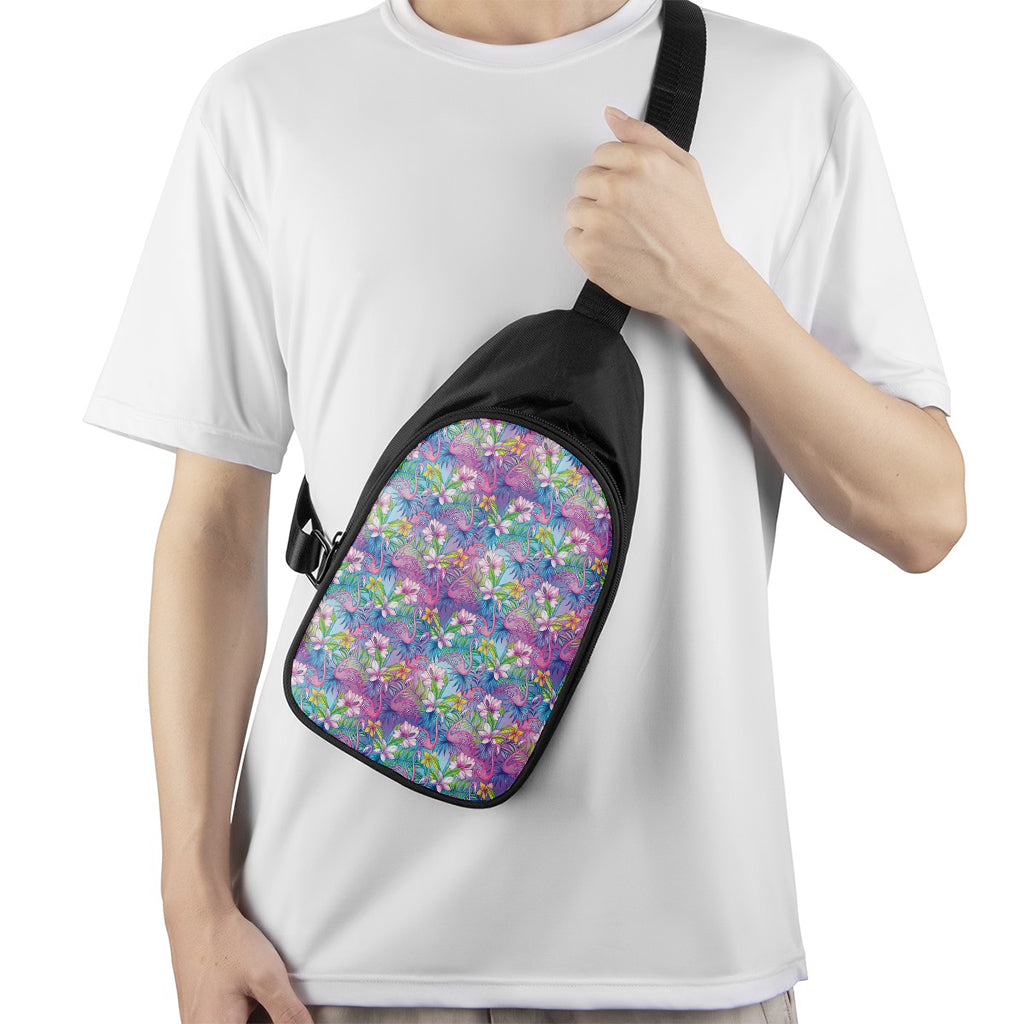 Colorful Tropical Flamingo Print Chest Bag