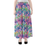 Colorful Tropical Flamingo Print Chiffon Maxi Skirt