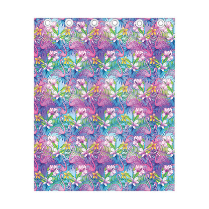 Colorful Tropical Flamingo Print Curtain
