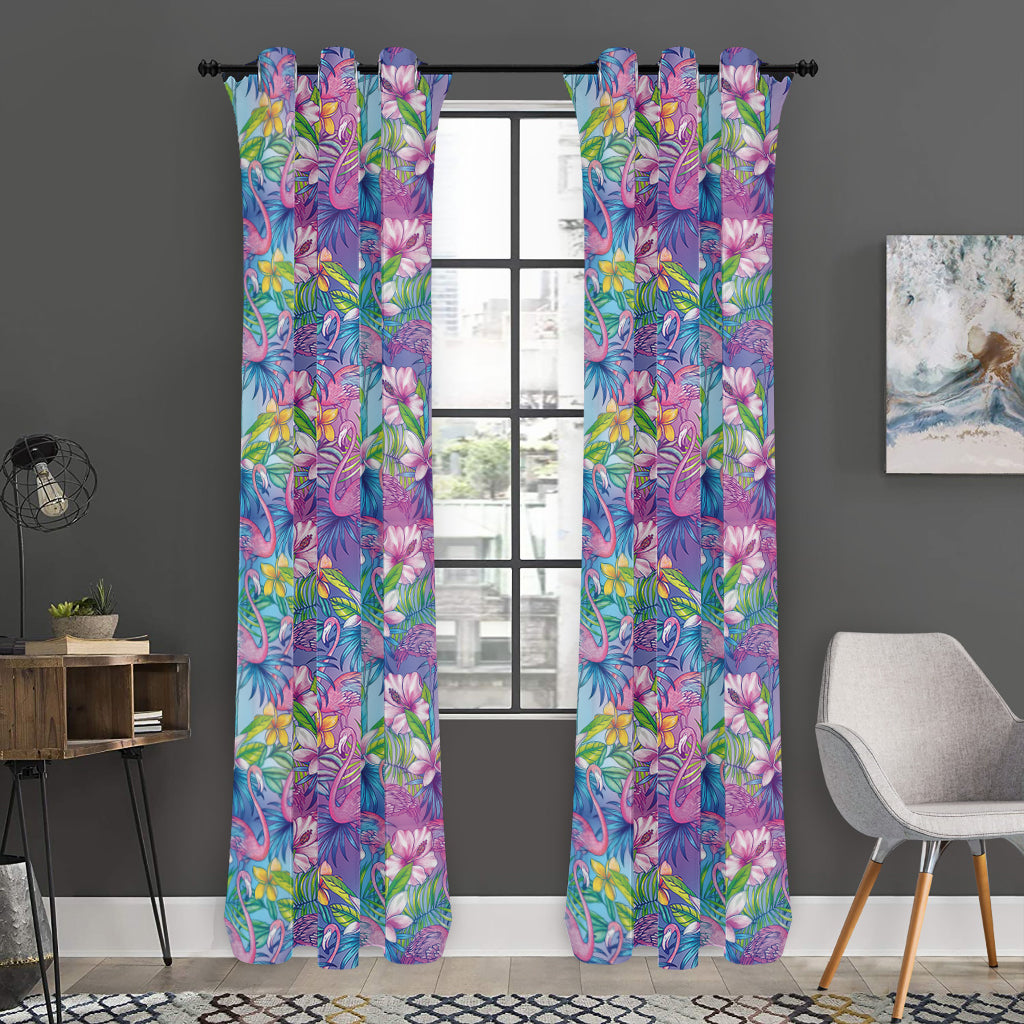 Colorful Tropical Flamingo Print Curtain