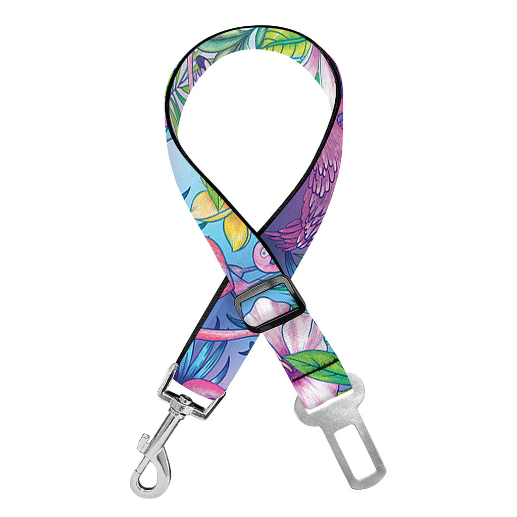 Colorful Tropical Flamingo Print Dog Seat Belt