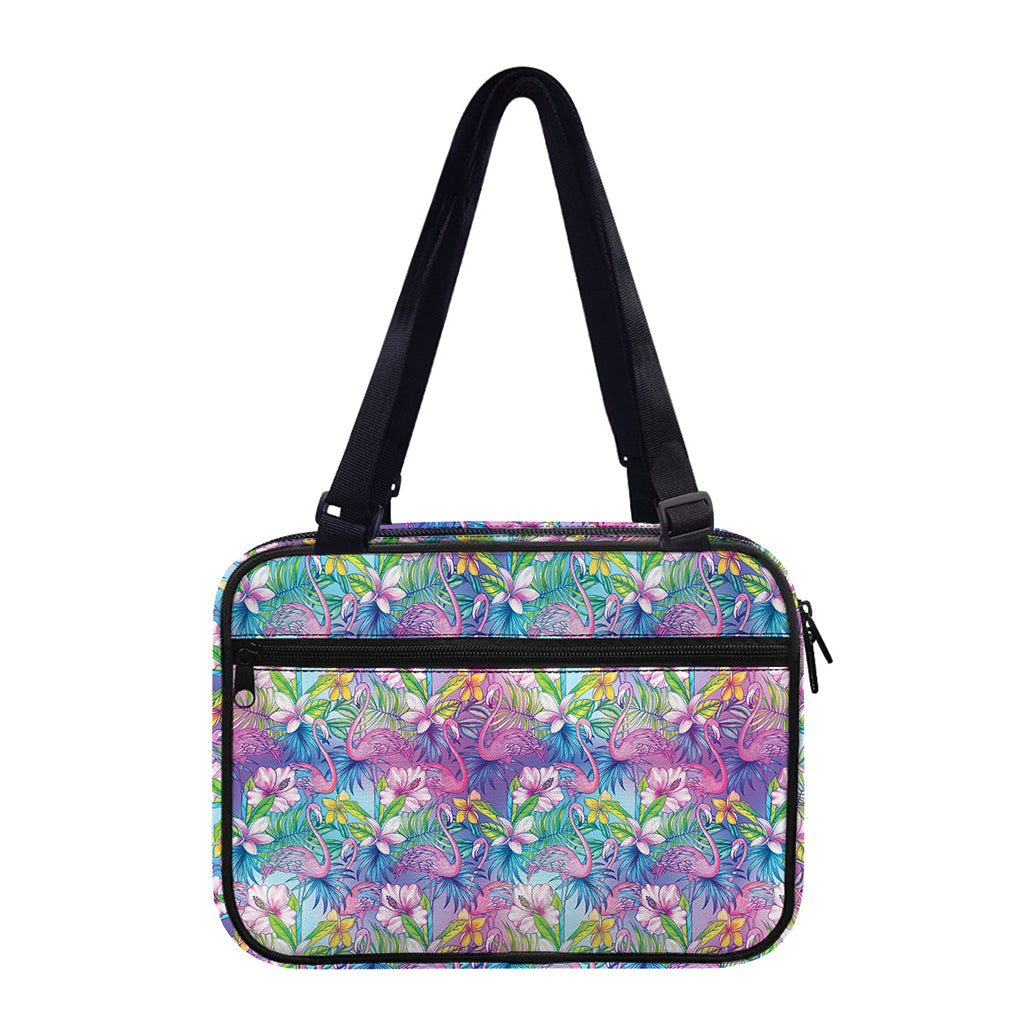Colorful Tropical Flamingo Print Double Strap Bible Bag