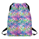Colorful Tropical Flamingo Print Drawstring Backpack