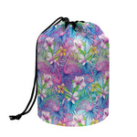 Colorful Tropical Flamingo Print Drawstring Makeup Bag