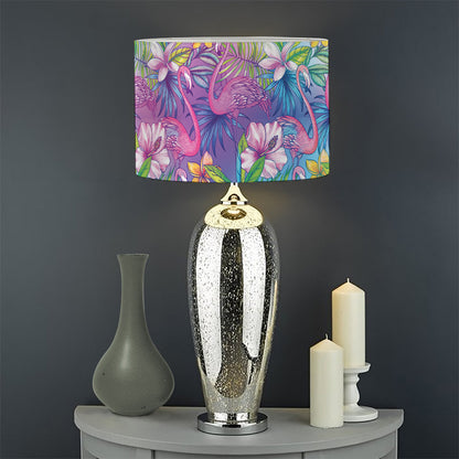 Colorful Tropical Flamingo Print Drum Lamp Shade