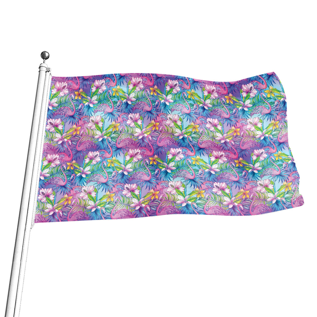 Colorful Tropical Flamingo Print Flag