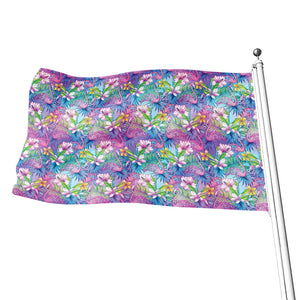 Colorful Tropical Flamingo Print Flag