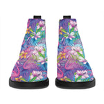 Colorful Tropical Flamingo Print Flat Ankle Boots