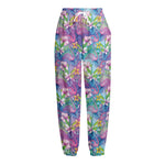 Colorful Tropical Flamingo Print Fleece Lined Knit Pants