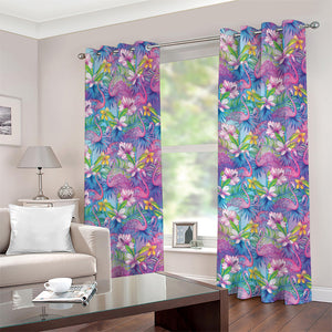 Colorful Tropical Flamingo Print Grommet Curtains