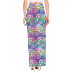 Colorful Tropical Flamingo Print High Slit Maxi Skirt