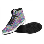 Colorful Tropical Flamingo Print High Top Leather Sneakers