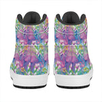Colorful Tropical Flamingo Print High Top Leather Sneakers