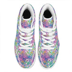 Colorful Tropical Flamingo Print High Top Leather Sneakers