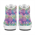 Colorful Tropical Flamingo Print High Top Leather Sneakers
